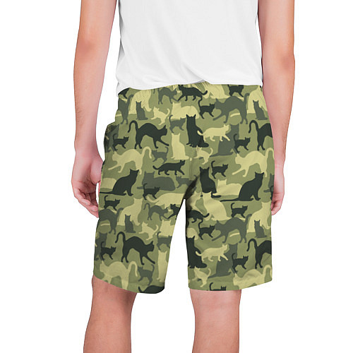 Мужские шорты Кошачий камуфляж в зеленой гамме / 3D-принт – фото 2