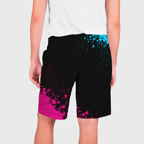 Мужские шорты Brawl Stars - neon gradient: символ и надпись верт / 3D-принт – фото 2