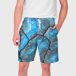 Шорты на шнурке мужские Растрескавшаяся поверхность голубого цвета, цвет: 3D-принт