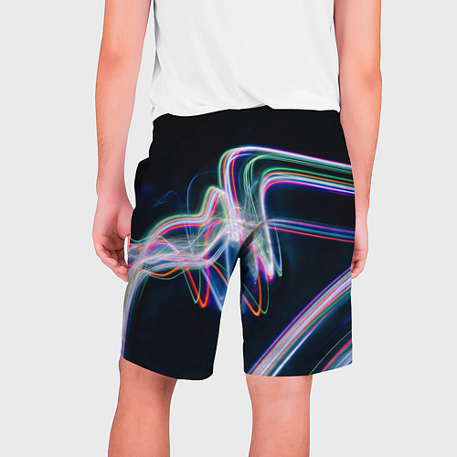 Мужские шорты Абстрактные световые линии во тьме / 3D-принт – фото 2