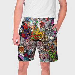 Шорты на шнурке мужские Цветное граффити и татуировки, цвет: 3D-принт