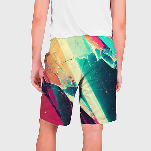 Мужские шорты Разбитый экран, неоновые осколки / 3D-принт – фото 2