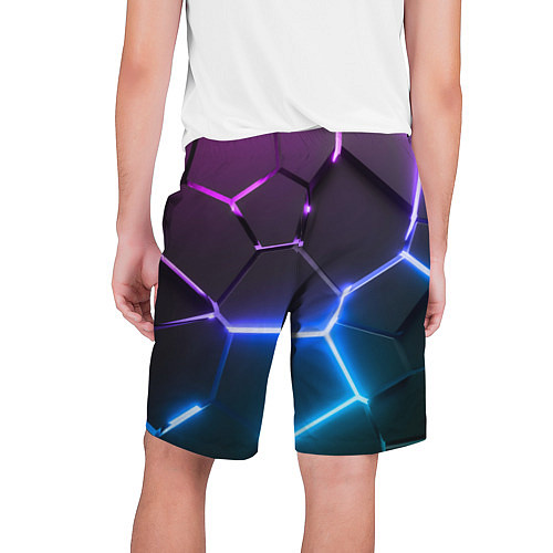 Мужские шорты Фиолетовый градиент - неоновые геометрические плит / 3D-принт – фото 2