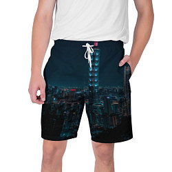 Шорты на шнурке мужские Ночной неоновый город, цвет: 3D-принт