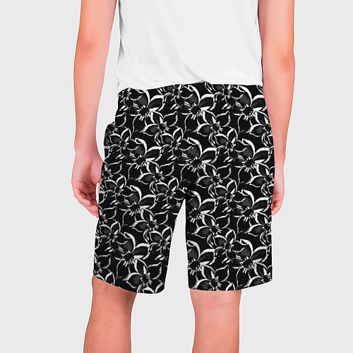 Мужские шорты Черно-белый цветочный узор / 3D-принт – фото 2