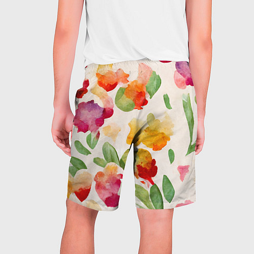 Мужские шорты Романтичные акварельные цветы / 3D-принт – фото 2