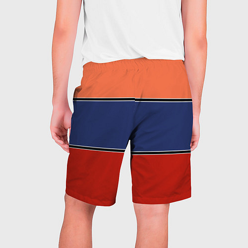 Мужские шорты Combined pattern striped orange red blue / 3D-принт – фото 2