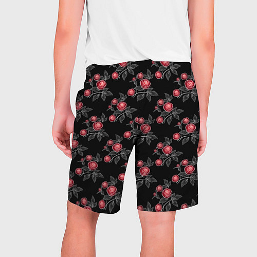 Мужские шорты Акварельные розы на черном / 3D-принт – фото 2