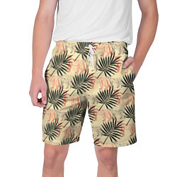 Шорты на шнурке мужские Пальмы и гепард узор, цвет: 3D-принт