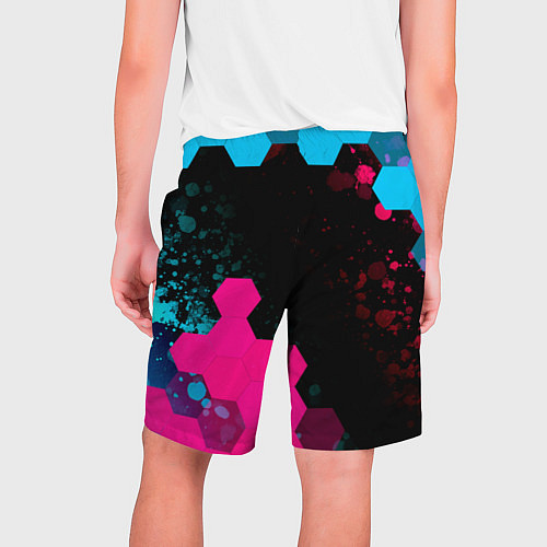 Мужские шорты Rainbow Six - neon gradient: надпись, символ / 3D-принт – фото 2