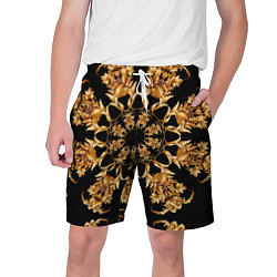 Шорты на шнурке мужские Золотая гжель солнечный цветок, цвет: 3D-принт