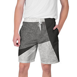 Шорты на шнурке мужские Белые и серые полосы на поверхности с блёстками, цвет: 3D-принт