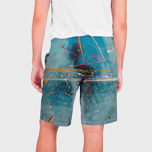 Мужские шорты Абстрактный голубой фон, тени и краски / 3D-принт – фото 2