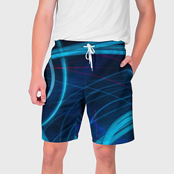Шорты на шнурке мужские Синие абстрактные линии в темноте, цвет: 3D-принт