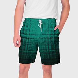 Мужские шорты Мозаичный узор в черно -зеленых тонах
