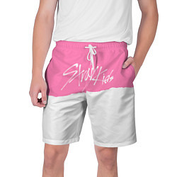 Шорты на шнурке мужские Stray Kids pink and white, цвет: 3D-принт