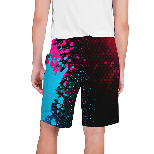 Мужские шорты Cyberpunk 2077 - neon gradient: по-вертикали / 3D-принт – фото 2