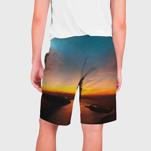 Мужские шорты Горная река на фоне заката / 3D-принт – фото 2