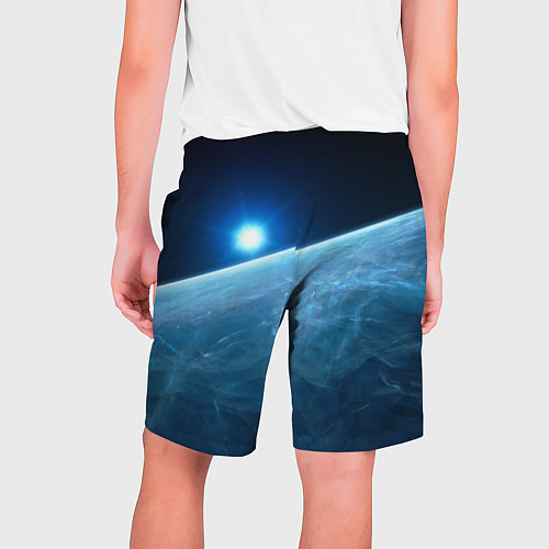 Мужские шорты Яркая звезда над горизонтом - космос / 3D-принт – фото 2