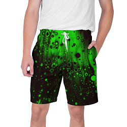 Шорты на шнурке мужские Зелёные краски и вода, цвет: 3D-принт