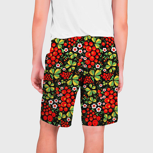 Мужские шорты Русские узоры - цветы и ягоды / 3D-принт – фото 2