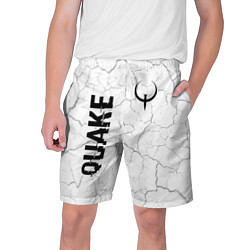 Шорты на шнурке мужские Quake glitch на светлом фоне: надпись, символ, цвет: 3D-принт