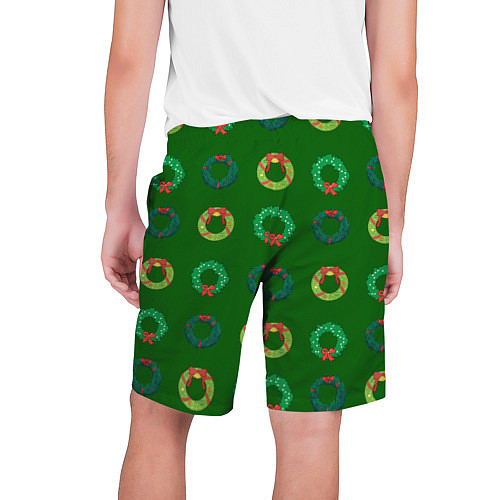 Мужские шорты Зеленые рождественские венки омелы / 3D-принт – фото 2