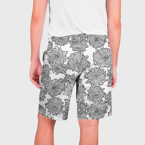 Мужские шорты Цветы хризантемы: линейный рисунок / 3D-принт – фото 2