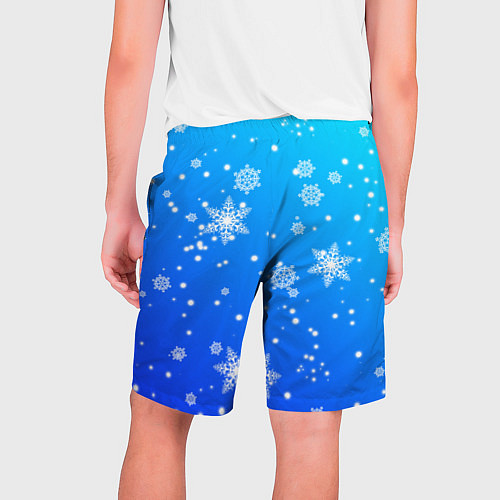 Мужские шорты Снежинки на голубом фоне / 3D-принт – фото 2