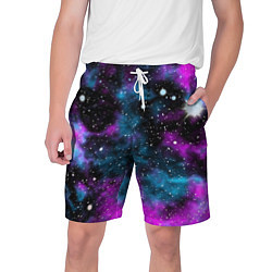 Шорты на шнурке мужские Галактика сиреневая, цвет: 3D-принт