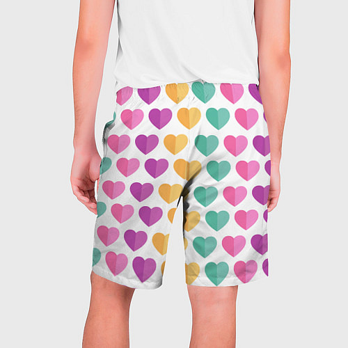 Мужские шорты Яркие сердечки / 3D-принт – фото 2