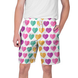 Шорты на шнурке мужские Яркие сердечки, цвет: 3D-принт