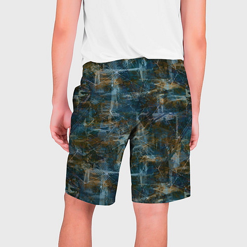 Мужские шорты Синий и коричневый абстрактный гранжевый / 3D-принт – фото 2