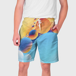 Шорты на шнурке мужские Абстрактные круги с разными красками, цвет: 3D-принт