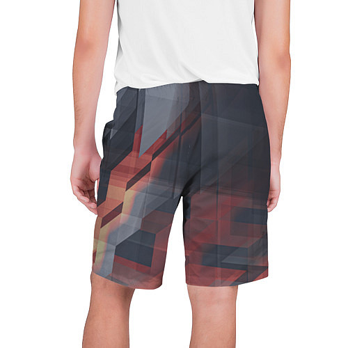 Мужские шорты Серые и красные призрачные стёкла / 3D-принт – фото 2