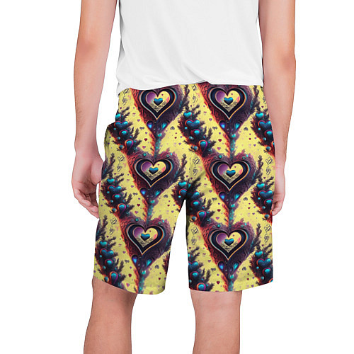 Мужские шорты Паттерн яркие сердца / 3D-принт – фото 2