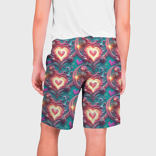 Мужские шорты Паттерн пылающие сердца / 3D-принт – фото 2