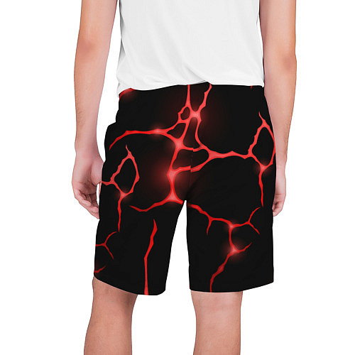 Мужские шорты Красные неоновые трещины / 3D-принт – фото 2