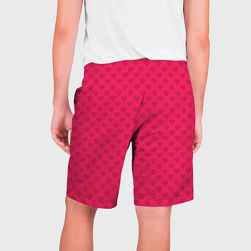 Мужские шорты Красный паттерн с мелкими сердечками / 3D-принт – фото 2