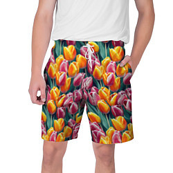Шорты на шнурке мужские Роскошные тюльпаны, цвет: 3D-принт