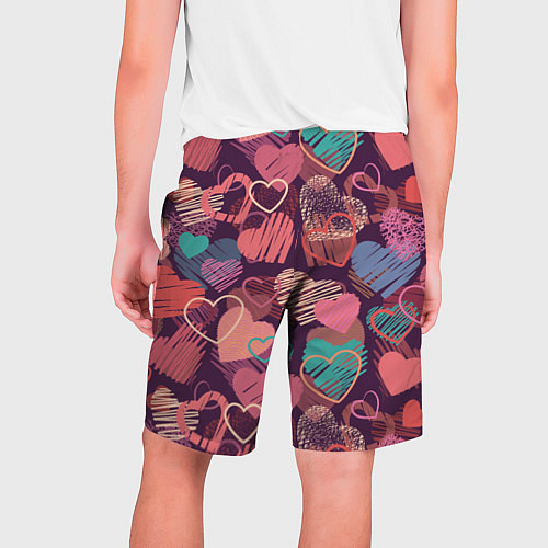 Мужские шорты Узор из разных сердец / 3D-принт – фото 2