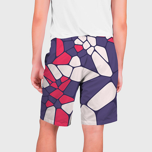 Мужские шорты Бело-фиолетово-красный паттерн из камней / 3D-принт – фото 2