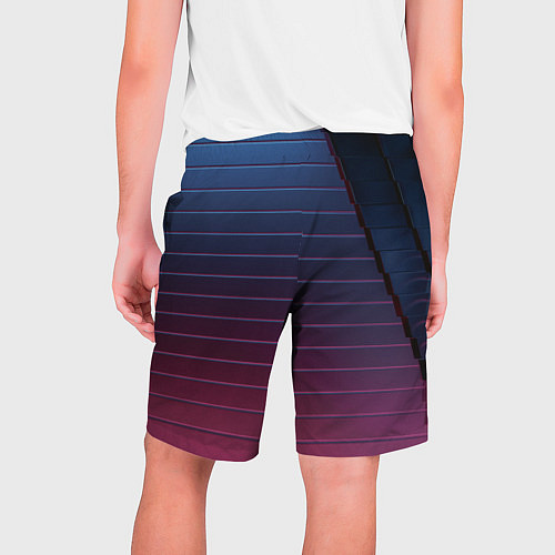 Мужские шорты Абсрактная лестничная тёмно-синяя текстура / 3D-принт – фото 2