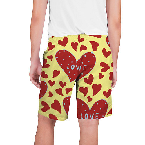 Мужские шорты Надпись love в красном сердце / 3D-принт – фото 2