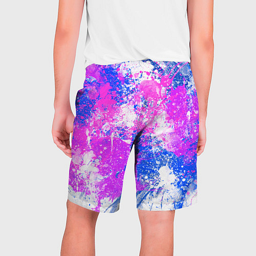 Мужские шорты Разбрызганная фиолетовая краска - светлый фон / 3D-принт – фото 2