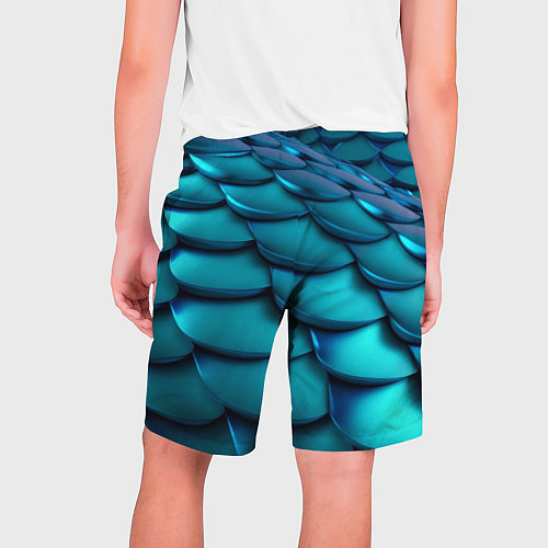 Мужские шорты Чешуя бирюзовая металлик / 3D-принт – фото 2