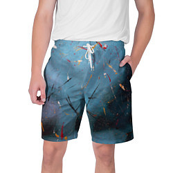 Шорты на шнурке мужские Тёмно-синий абстрактный туман и краски, цвет: 3D-принт