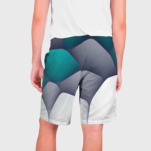 Мужские шорты Серо-бело-синий каменный паттерн / 3D-принт – фото 2
