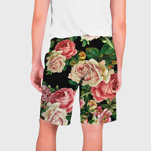 Мужские шорты Цветы на черном фоне / 3D-принт – фото 2