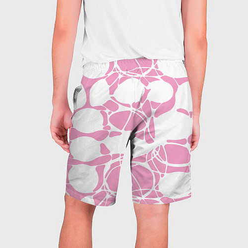 Мужские шорты Абстрактные белые овалы на розовом фоне / 3D-принт – фото 2